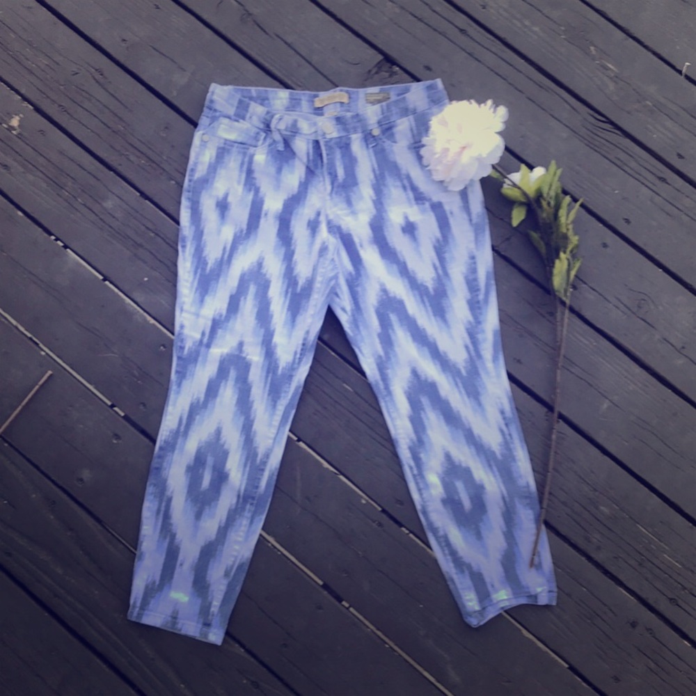 Nine West Aztec Print Denim Capris